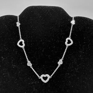 Tiffany & Co Silver Open Heart Station Necklace